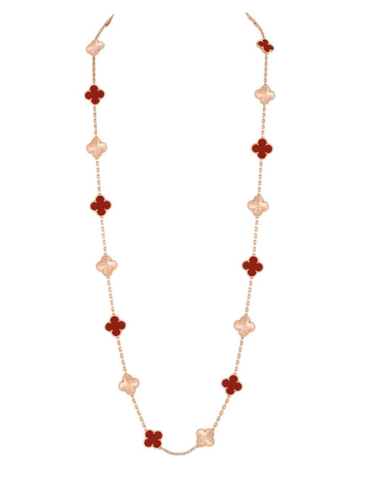 [Spark]CLOVER 20 MOTIFS LASER CARNELIAN NECKLACE