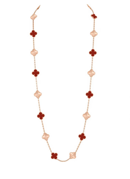 [Spark]CLOVER 20 MOTIFS LASER CARNELIAN NECKLACE