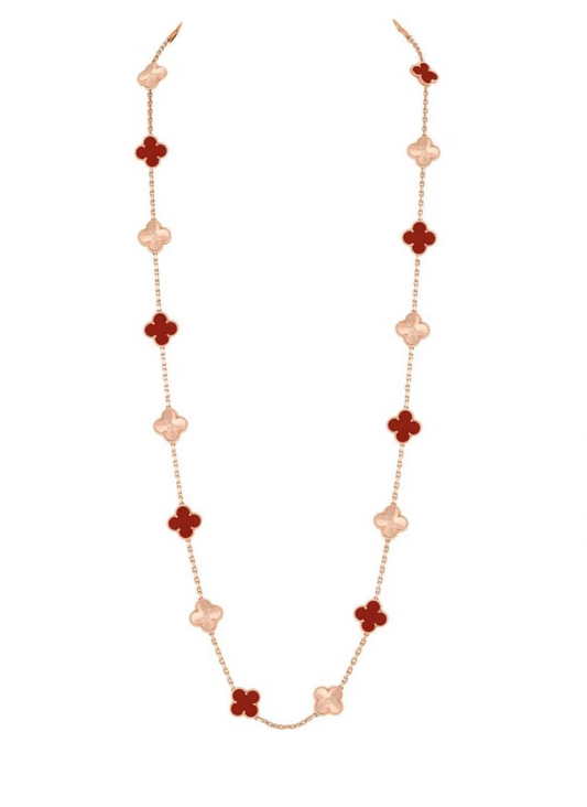 [Spark]CLOVER 20 MOTIFS LASER CARNELIAN NECKLACE