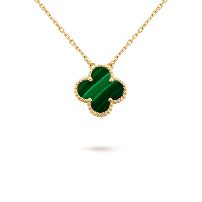 [Spark]CLOVER 15MM MALACHITE SINGLE FLOWER  NECKLACE
