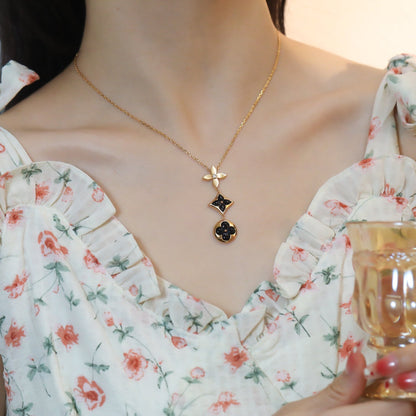 [Spark]STAR AND SUN ONYX PINK GOLD NECKLACE