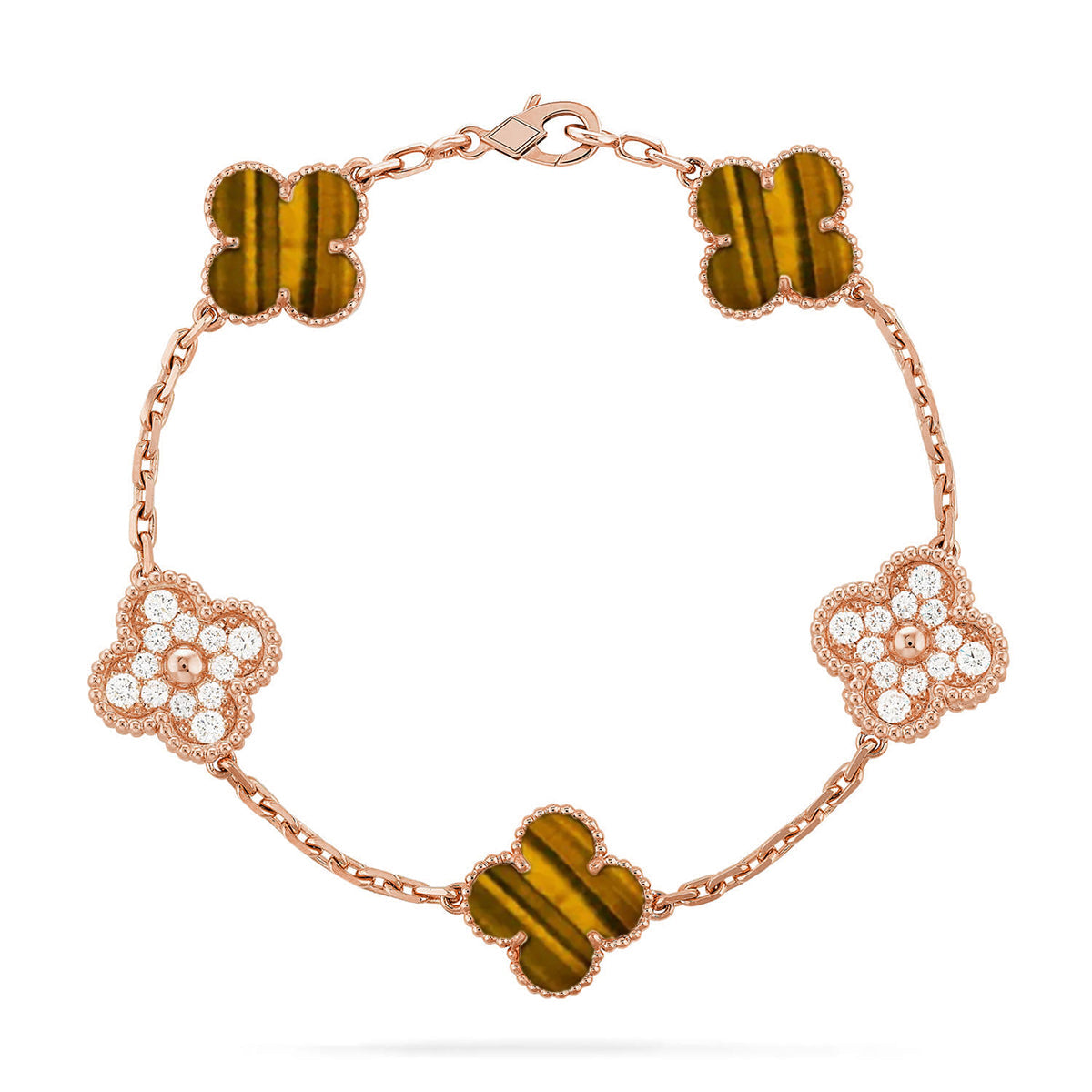 [Spark] CLOVER 5 MOTIFS TIGER EYE BRACELET COLLECTION
