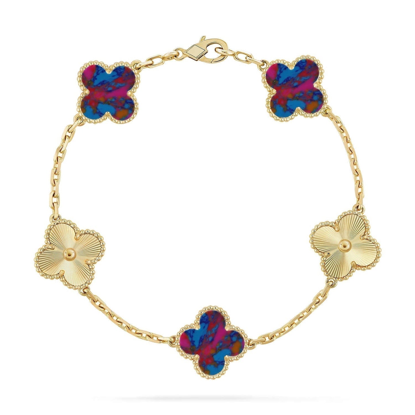 [Spark]CLOVER 5 MOTIF COLOR GEMSTONES BRACELET COLLECTION