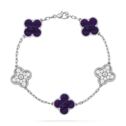 [Spark]CLOVER 5 MOTIF PURPLE STRIPES BRACELET COLLECTION