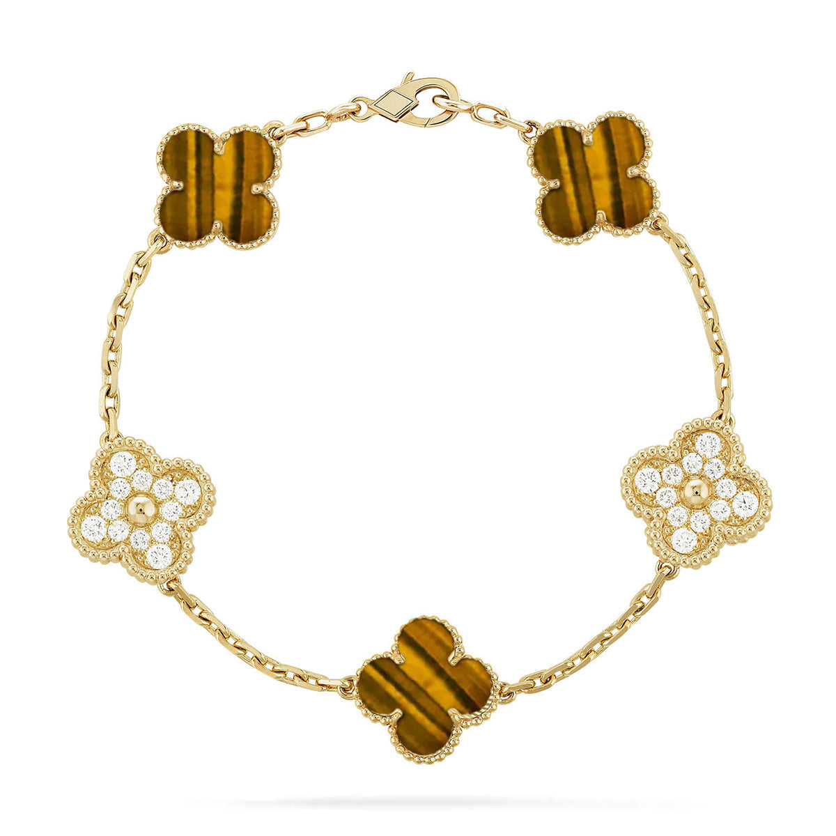 [Spark] CLOVER 5 MOTIFS TIGER EYE BRACELET COLLECTION