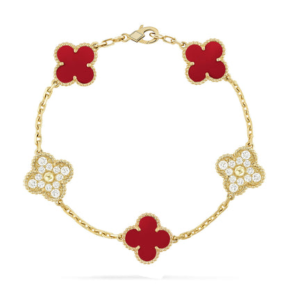 [Spark] CLOVER 5 MOTIF RED CORNELIAN BRACELET COLLECTION