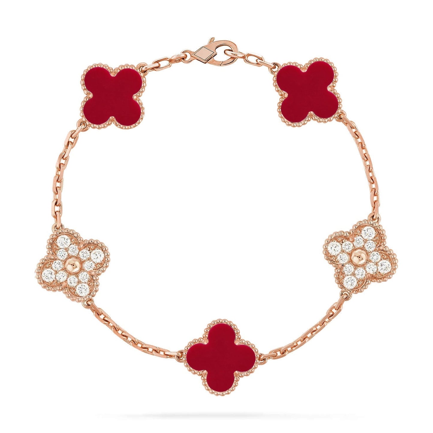 [Spark] CLOVER 5 MOTIF RED CORNELIAN BRACELET COLLECTION
