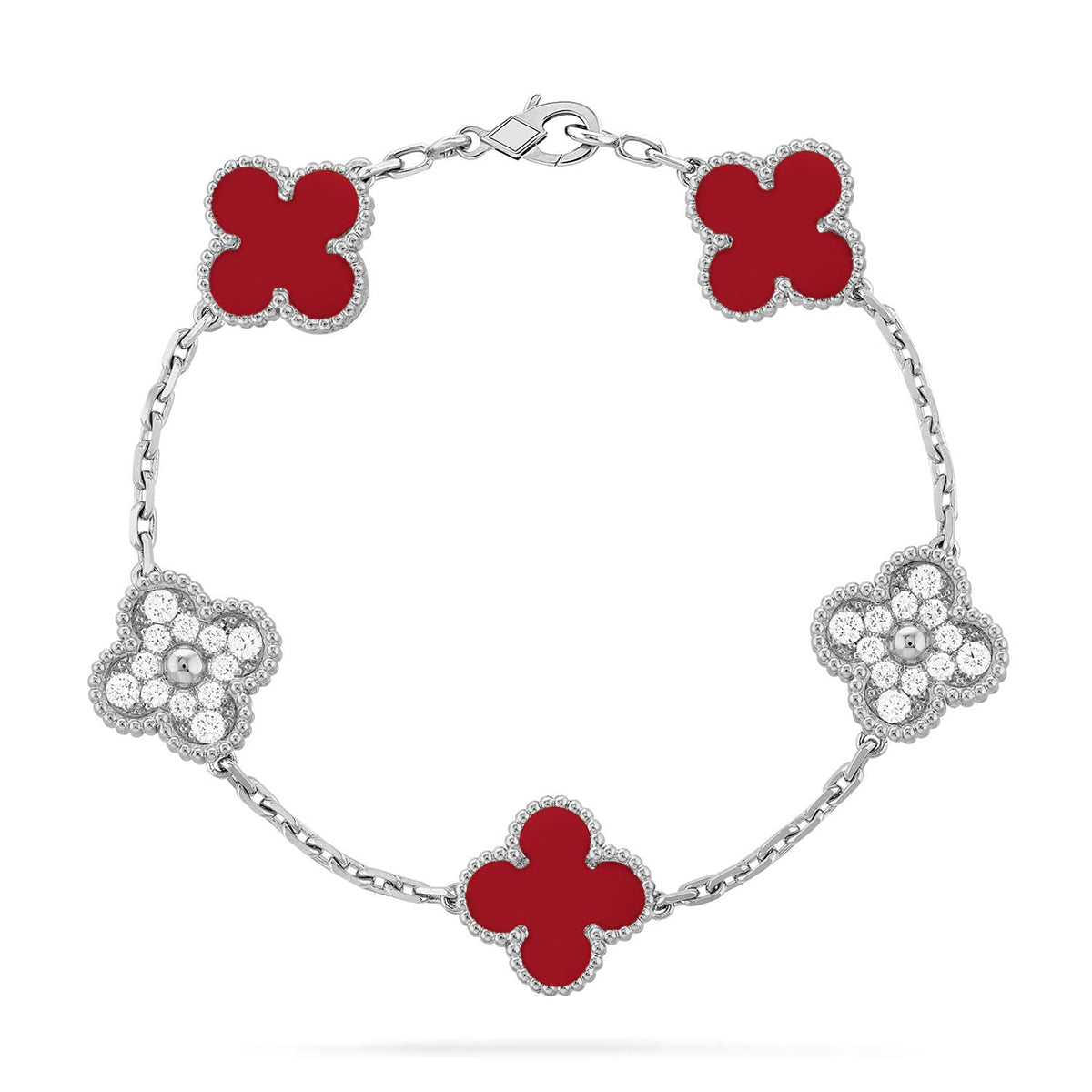 [Spark] CLOVER 5 MOTIF RED CORNELIAN BRACELET COLLECTION
