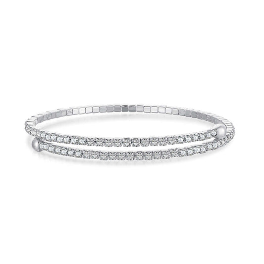 [Spark Jewelry]Row of Diamonds Round Fashion Bracelet