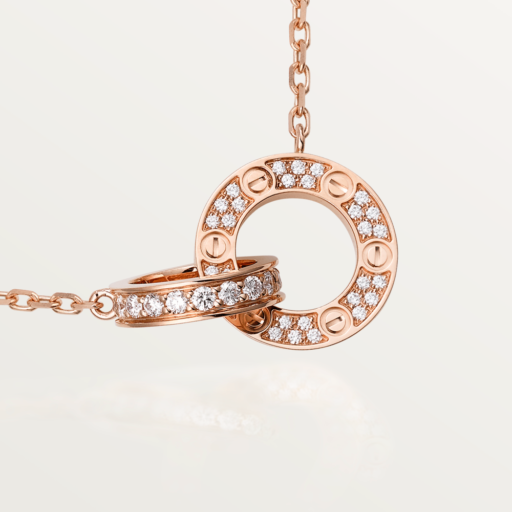 [Spark]LOVE 7.6MM NECKLACE Spark GOLD AND SILVER  FULL DIAMOND