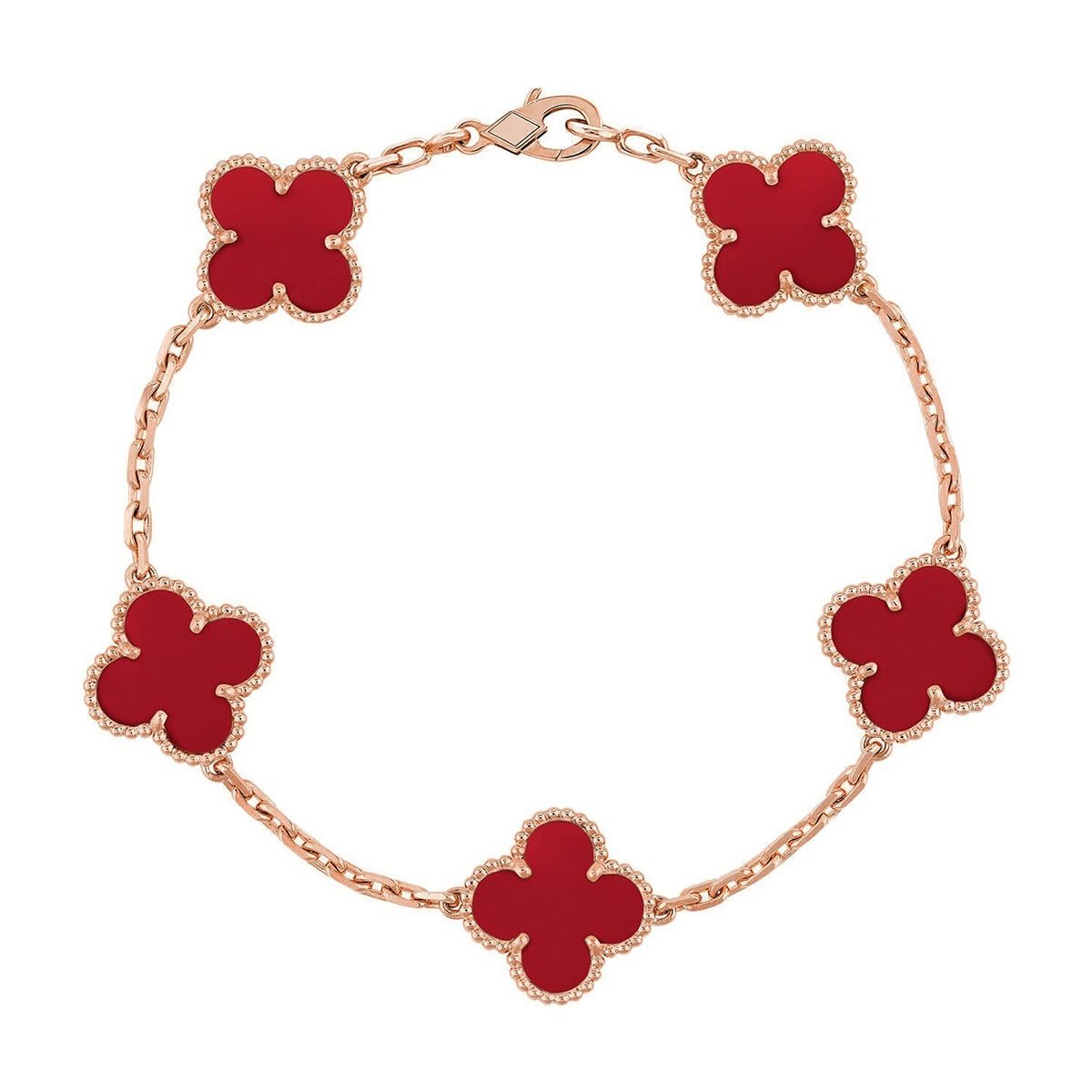 [Spark] CLOVER 5 MOTIF RED CORNELIAN BRACELET COLLECTION