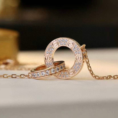 [Spark]LOVE 7.6MM NECKLACE Spark GOLD AND SILVER  FULL DIAMOND