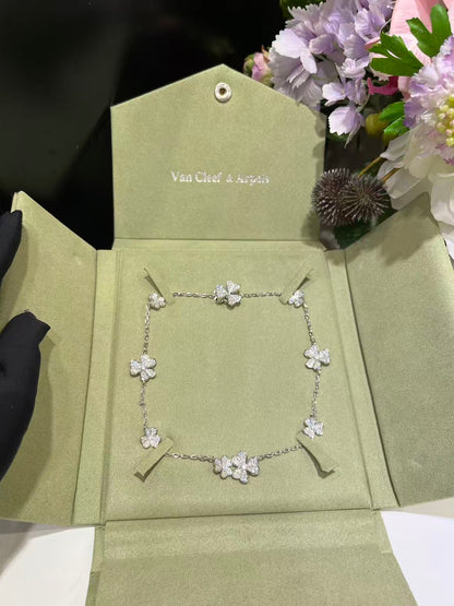 [Spark Jewelry]CLOVER 10 MOTIFS  FULL DIAMOND NECKLACE