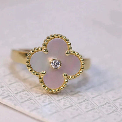[Spark]CLOVER PINK MOP RING GOLD DIAMOND