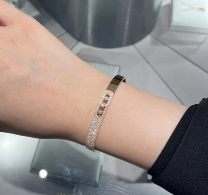 [Spark]Move Noa Rose Gold Pavé Diamond Bangle Bracelet