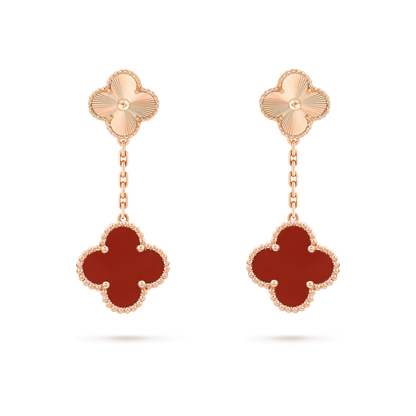 [Spark]CLOVER 2 MOTIF  LASER CARNELIAN EARRINGS
