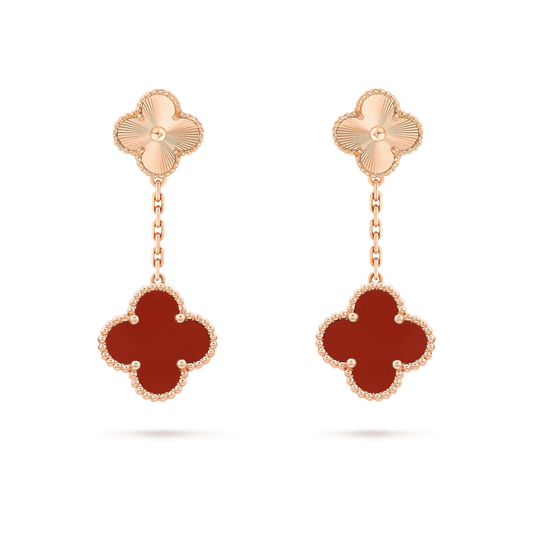 [Spark]CLOVER 2 MOTIF  LASER CARNELIAN EARRINGS