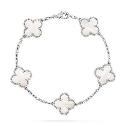 [Spark]CLOVER WHITE PEARL MOP 5 MOTIF BRACELET COLLECTION