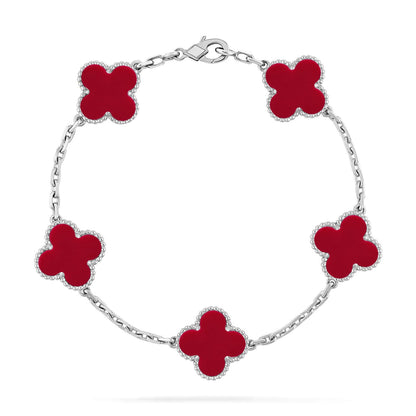 [Spark] CLOVER 5 MOTIF RED CORNELIAN BRACELET COLLECTION
