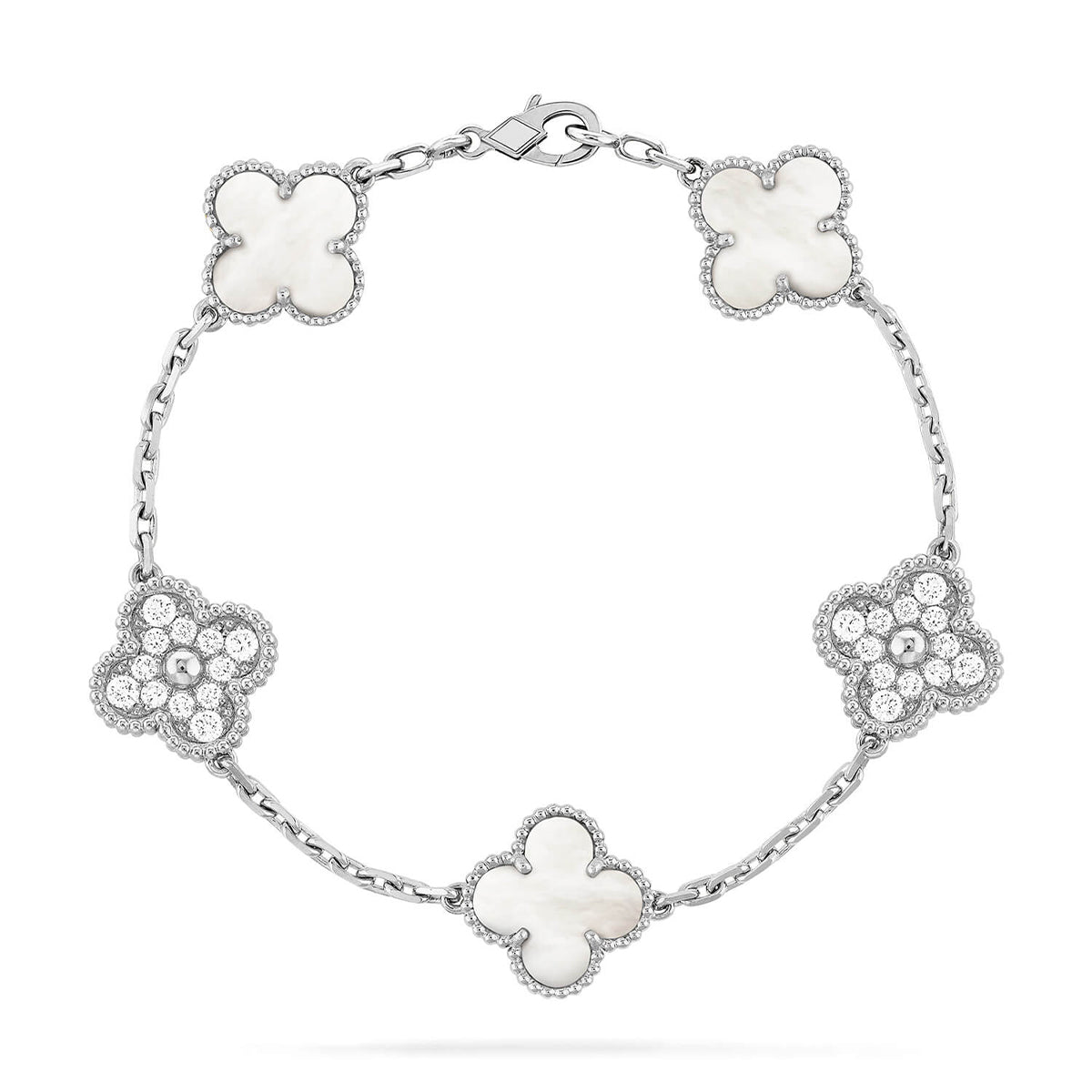 [Spark]CLOVER WHITE PEARL MOP 5 MOTIF BRACELET COLLECTION