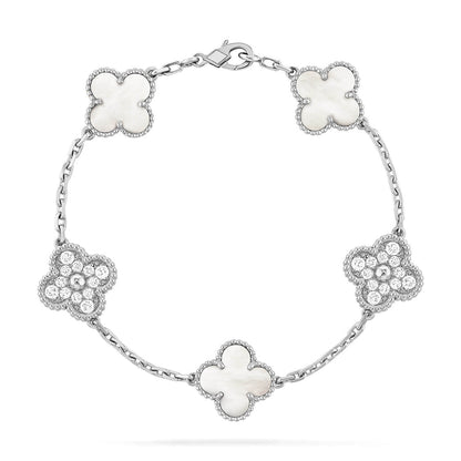 [Spark]CLOVER WHITE PEARL MOP 5 MOTIF BRACELET COLLECTION