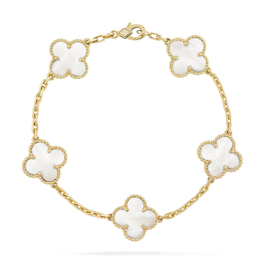 [Spark]CLOVER WHITE PEARL MOP 5 MOTIF BRACELET COLLECTION