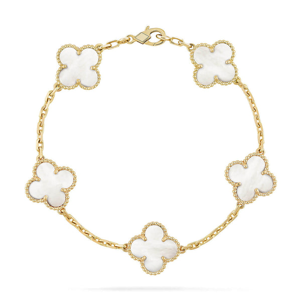 [Spark]CLOVER WHITE PEARL MOP 5 MOTIF BRACELET COLLECTION
