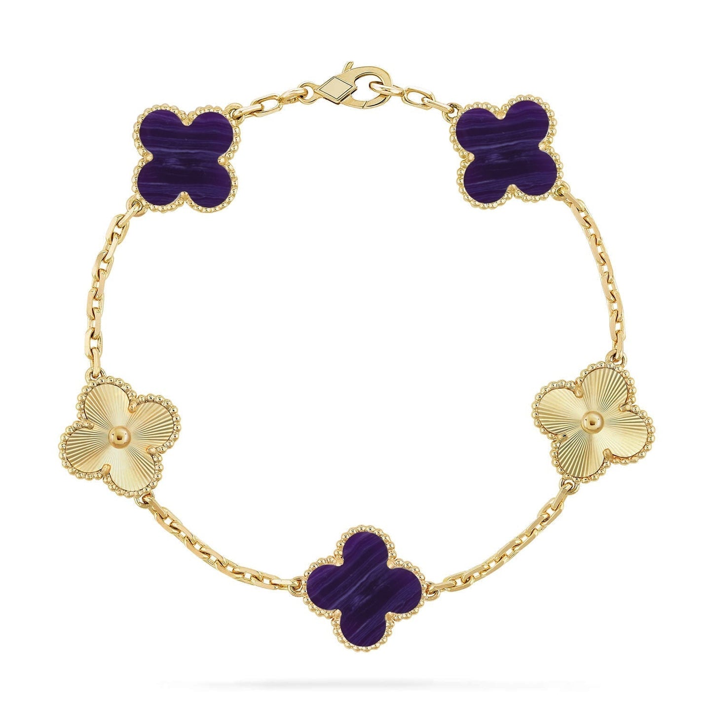 [Spark]CLOVER 5 MOTIF PURPLE STRIPES BRACELET COLLECTION