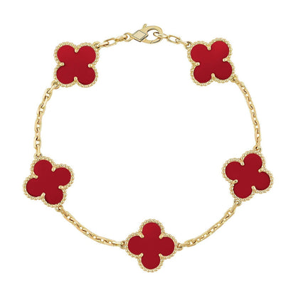 [Spark] CLOVER 5 MOTIF RED CORNELIAN BRACELET COLLECTION