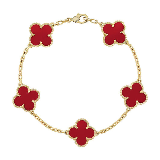 [Spark] CLOVER 5 MOTIF RED CORNELIAN BRACELET COLLECTION