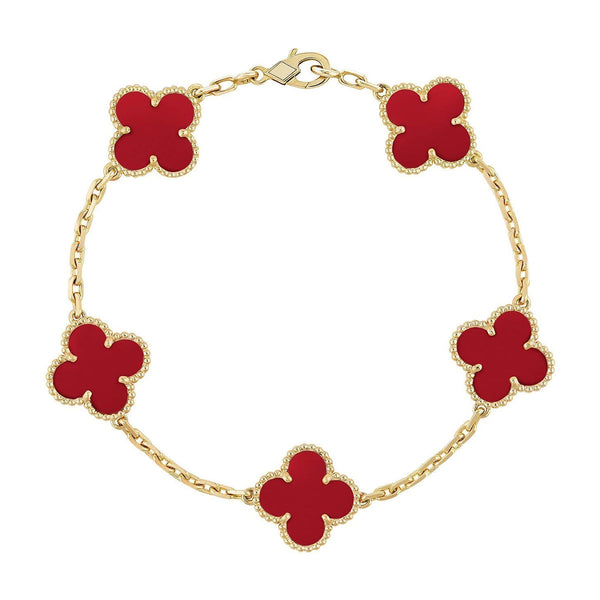 [Spark] CLOVER 5 MOTIF RED CORNELIAN BRACELET COLLECTION