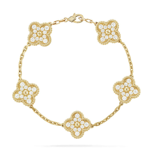 [Spark] CLOVER 5 MOTIF FULL DIAMOND BRACELET COLLECTION