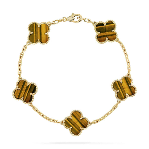[Spark] CLOVER 5 MOTIFS TIGER EYE BRACELET COLLECTION