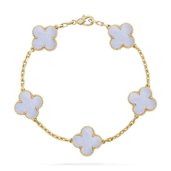 [Spark] CLOVER 5 MOTIF PURPLE CHALCEDONY BRACELET COLLECTION