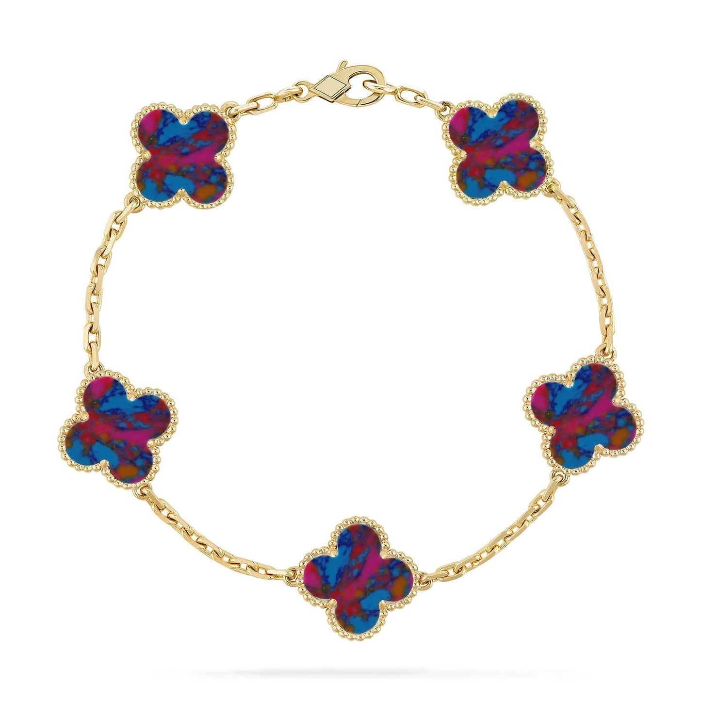 [Spark]CLOVER 5 MOTIF COLOR GEMSTONES BRACELET COLLECTION