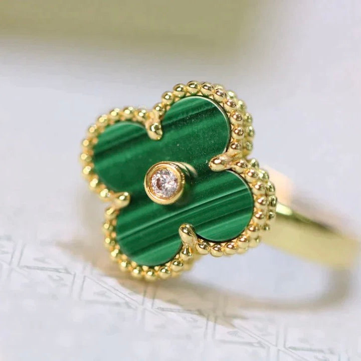 [Spark]CLOVER MALACHITE RING GOLD DIAMOND