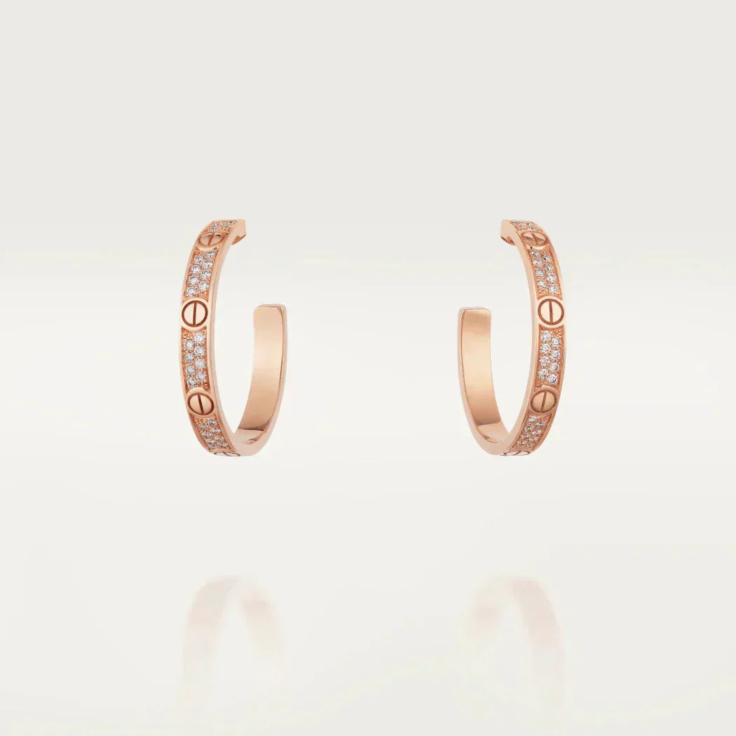 [Spark]LOVE DIAMOND PINK GOLD HOOP EARRINGS