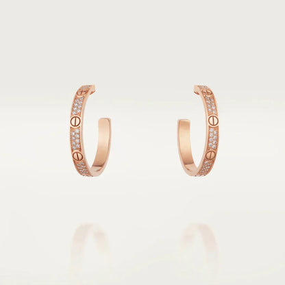 [Spark]LOVE DIAMOND PINK GOLD HOOP EARRINGS