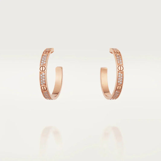 [Spark]LOVE DIAMOND PINK GOLD HOOP EARRINGS