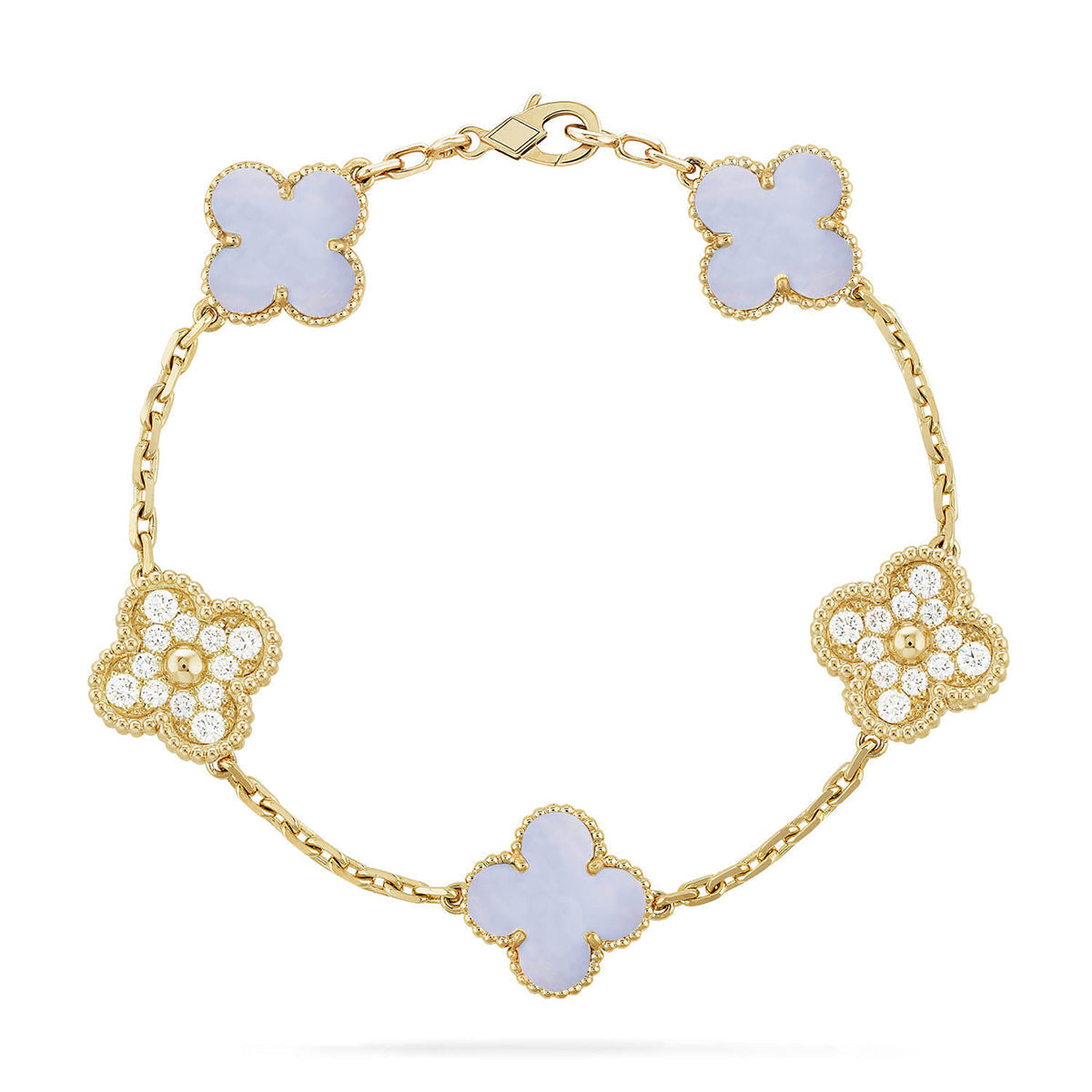 [Spark] CLOVER 5 MOTIF PURPLE CHALCEDONY BRACELET COLLECTION