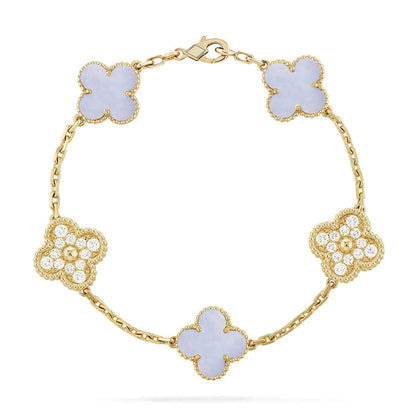 [Spark] CLOVER 5 MOTIF PURPLE CHALCEDONY BRACELET COLLECTION