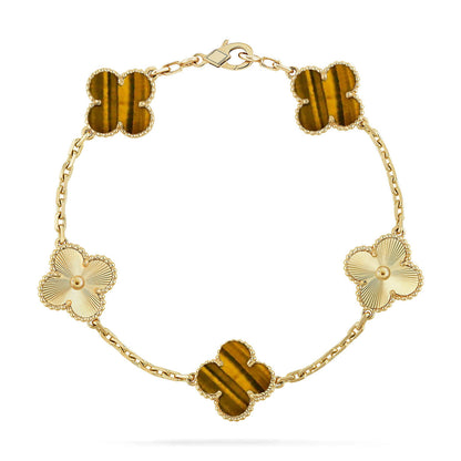 [Spark] CLOVER 5 MOTIFS TIGER EYE BRACELET COLLECTION