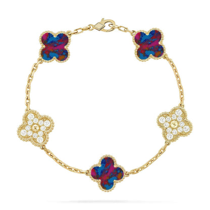 [Spark]CLOVER 5 MOTIF COLOR GEMSTONES BRACELET COLLECTION