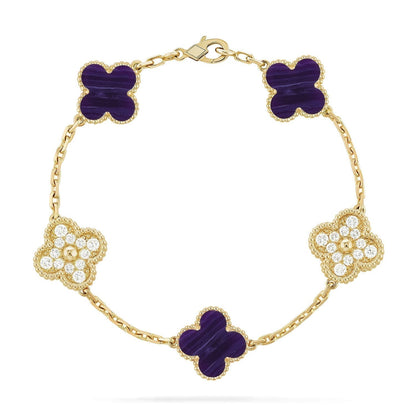 [Spark]CLOVER 5 MOTIF PURPLE STRIPES BRACELET COLLECTION