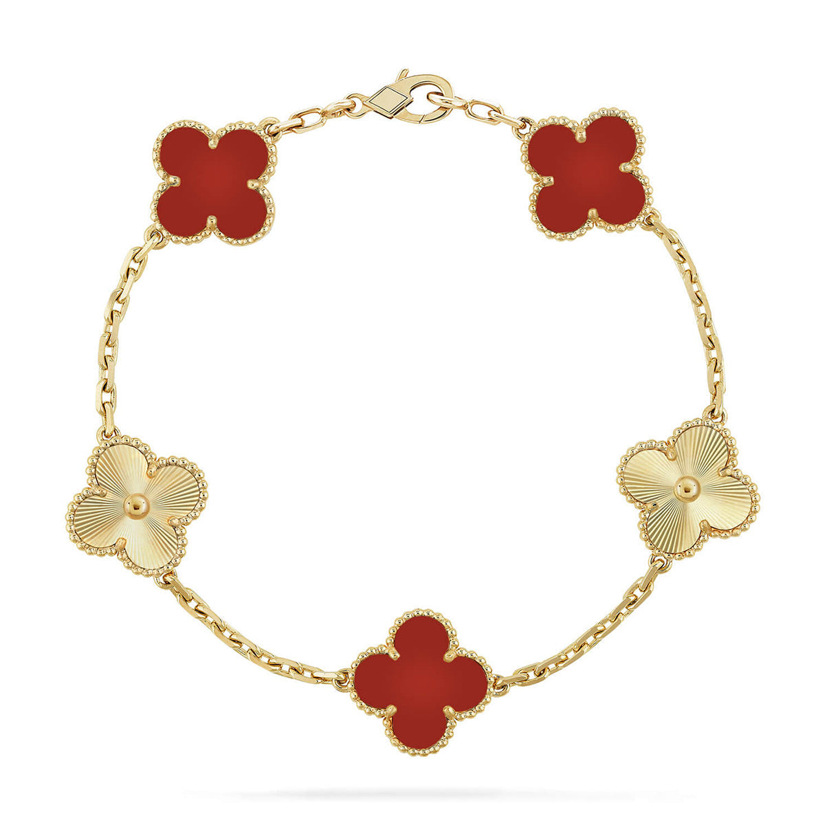 [Spark] CLOVER 5 MOTIF RED CORNELIAN BRACELET COLLECTION