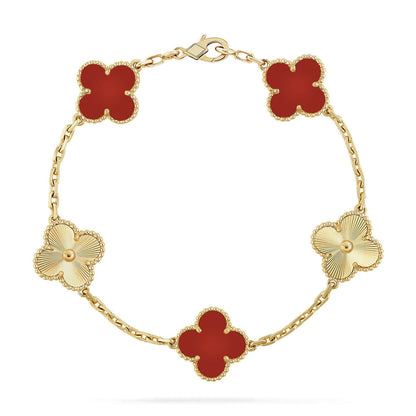 [Spark] CLOVER 5 MOTIF RED CORNELIAN BRACELET COLLECTION