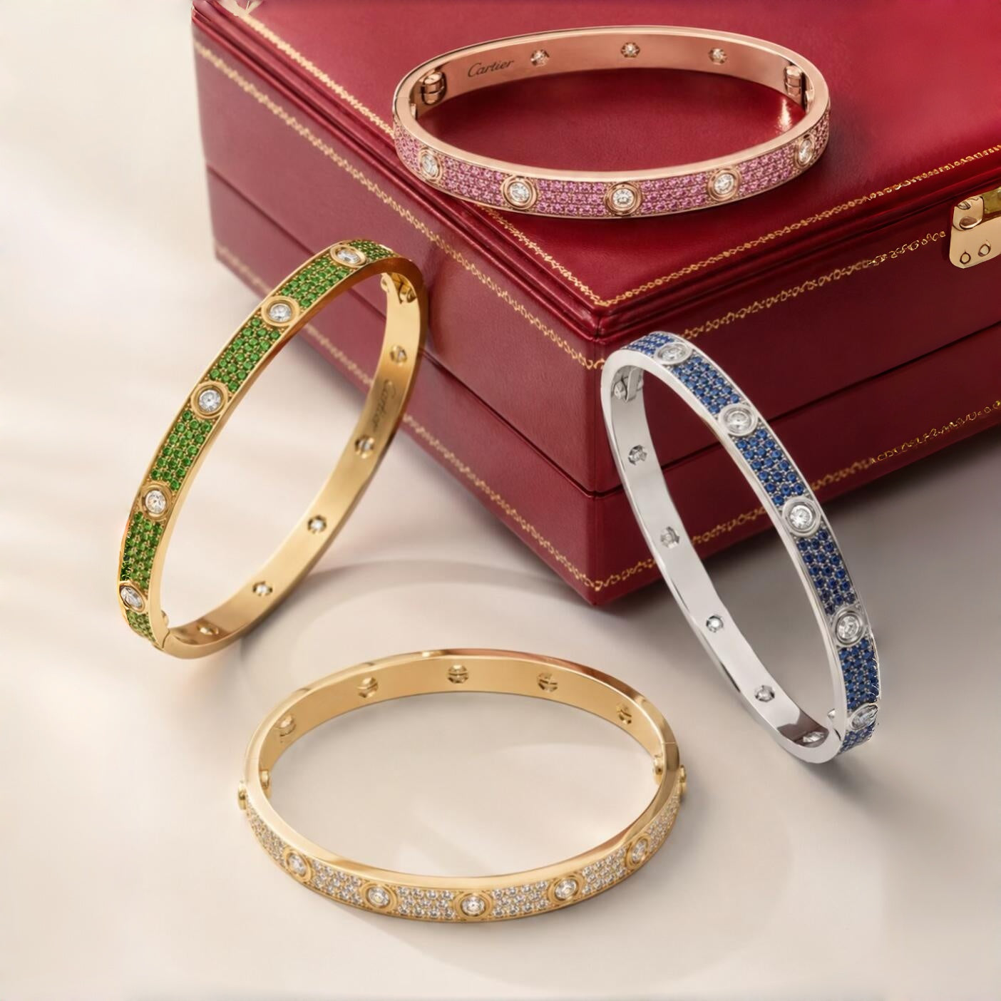 [Spark]2026 PAVE GEMSTONE LOVE BRACELET 6.1MM 10 DIAMONDS