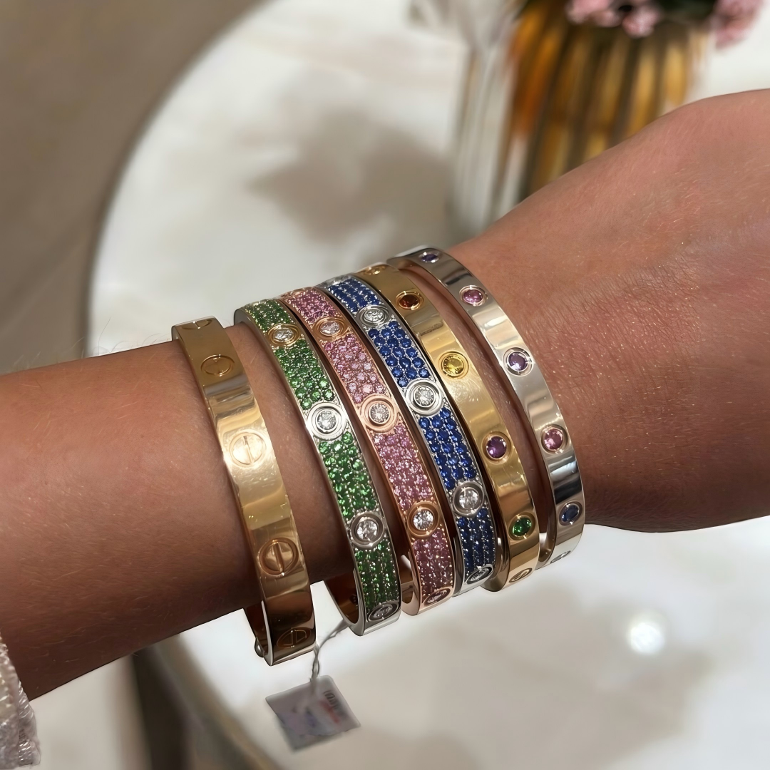 [Spark]2026 PAVE GEMSTONE LOVE BRACELET 6.1MM 10 DIAMONDS