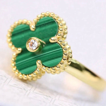 [Spark]CLOVER MALACHITE RING GOLD DIAMOND