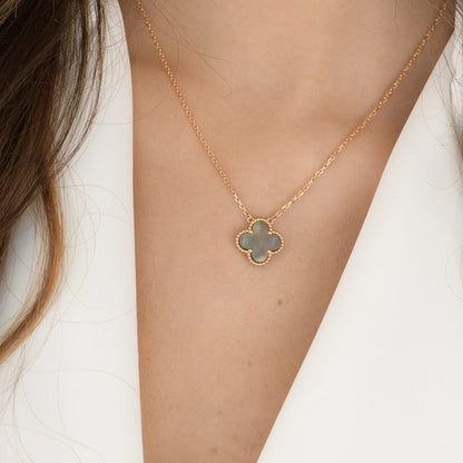 [Spark]CLOVER 15MM  GRAY MOTHER OF PEARL NECKLACE
